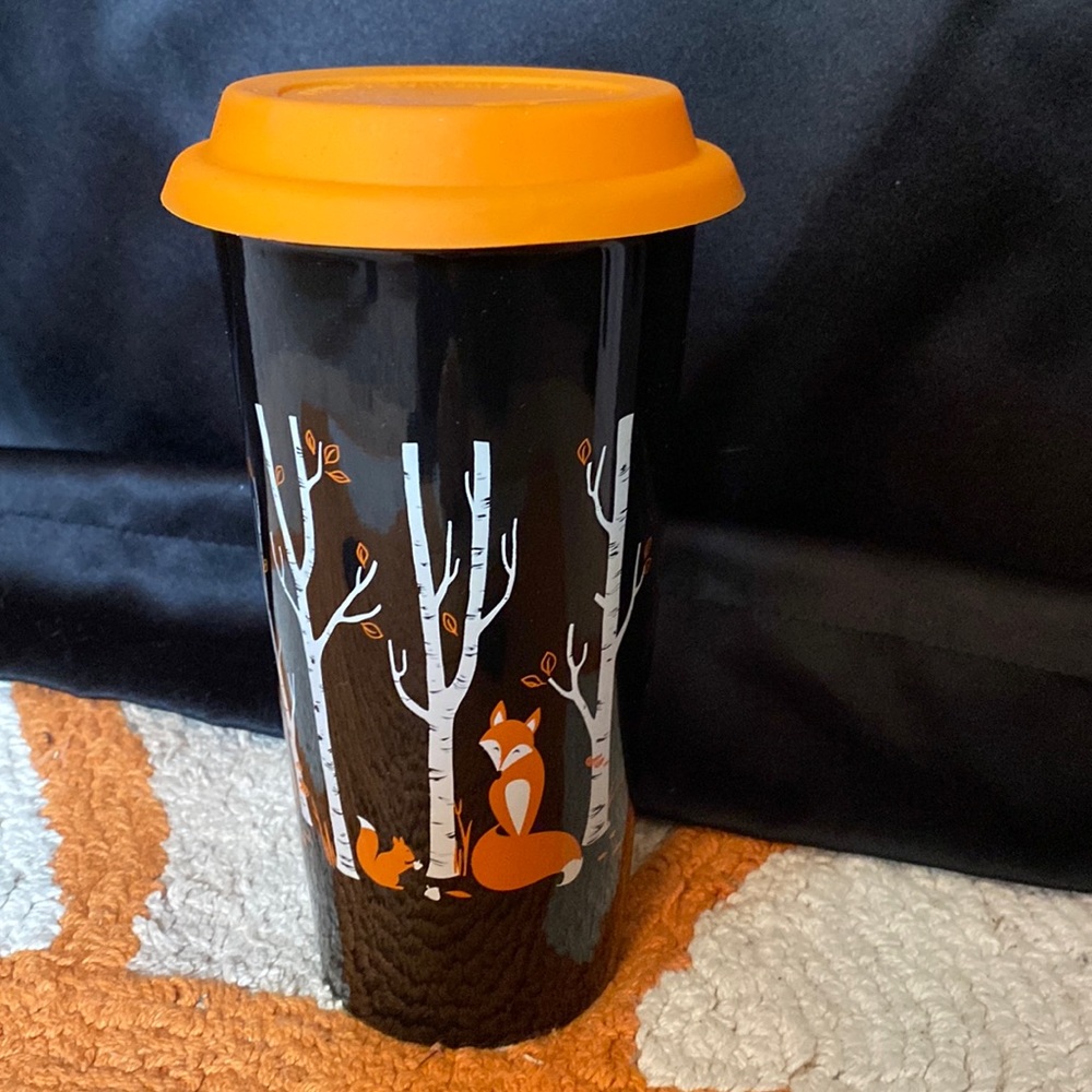 Fall fox 16oz porcelain tumbler, NIB